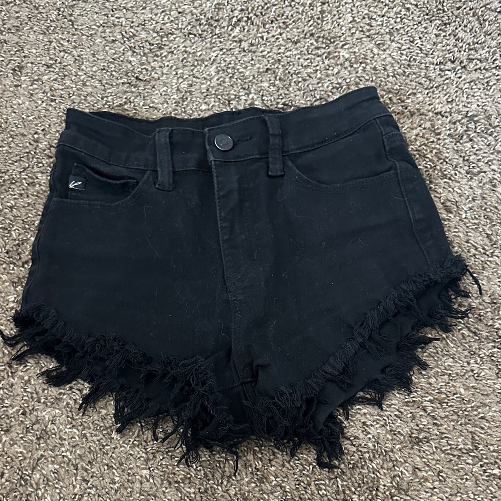 KanCan Black High Waist Frayed Shorts